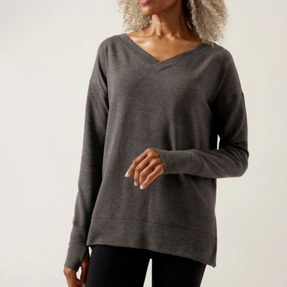 NEW Athleta Coaster Luxe V-Neck Sweatshirt S